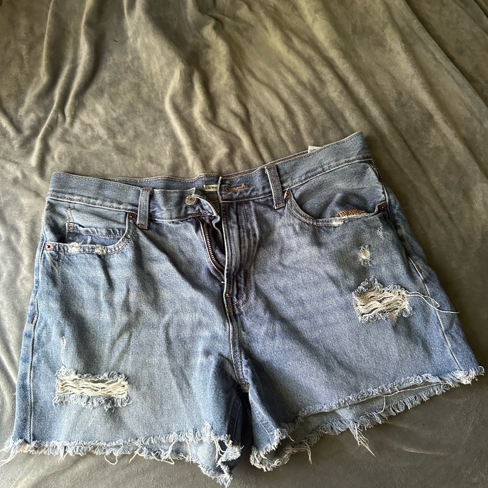 Casual Blue Distressed Jean Shorts
